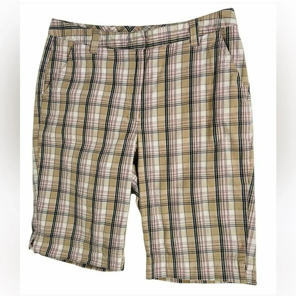 Kim Rogers Plaid golf bermuda shorts 14P